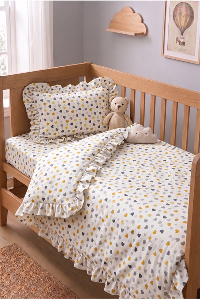 Miruza Ev Tekstili Vintage Ruffled and Heart-Shaped Baby Bedding Set |   100%...