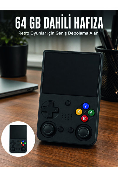 Lisinya aşınabilir Retro El Oyun Konsolu 64GB Hafızalı IPS Ekranlı Oyun Cihazı -