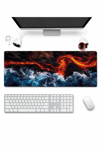 SonicTouch Keyboard Mousepad 32X70Cm Fire and Ocean Seamless Smooth Liquid-Pr...
