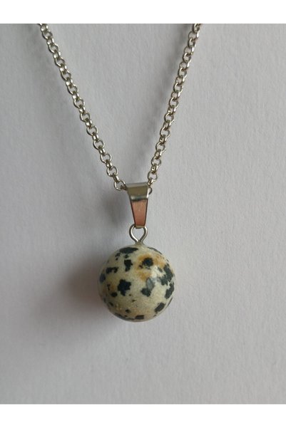 Moon of Noon Dalmatian Jasper stone pendant, natural stone round ball pendant