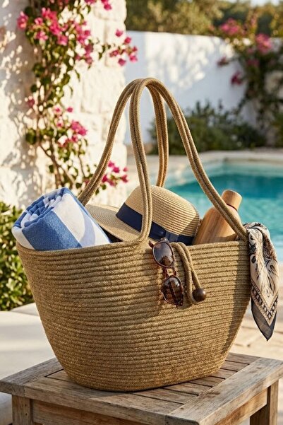 NOİR & GOLD Special Design Rope Knitted Women's Shoulder Bag - Suitable for D...