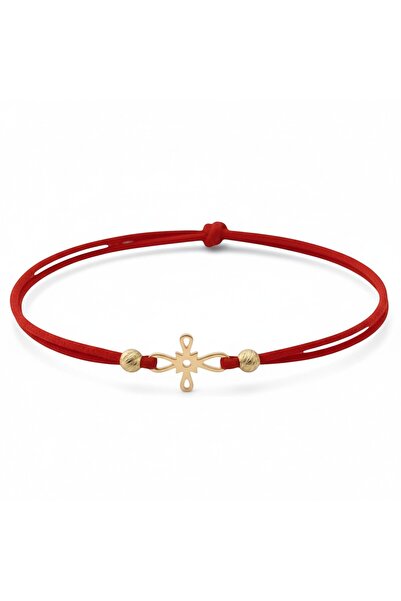 OEM Bracelet with cord and Flower model Cross from 14K Gold