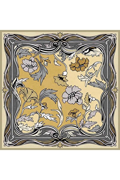 Levidor Yellow Ivy Twill Silk Scarf with Yellow Edges