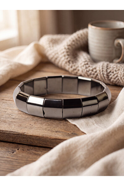 OSMANLI DEĞERLİ TAŞ Hematite Natural Stone Men's Bracelet (Model 5)