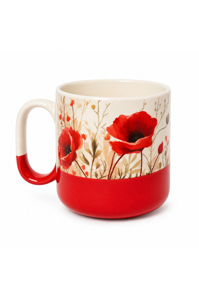 Junno Gift Poppy Bliss Kırmızı Gelincik Desenli Pro Kahve Fincanı