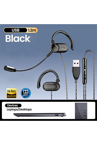 Choice4 USB Black 3.5mm/USB/Type C Headphones Wireless HiFi Surround Sound In...