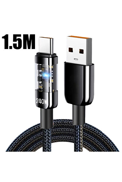 choice2 1.5M-USB to C 240W 10A Quick Charging USB C Cable Nylon Braided Trans...