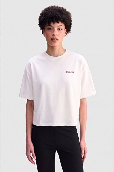 ecko unltd. Mina Loose Fit Printed Crew Neck Women's White Crop T-Shirt