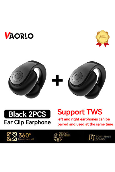 choice2 Black 2PCS Bluetooth5.4 Single Wireless Earphone Ear-Clip Business He...