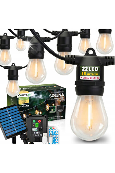 Lumiled Ghirlandă luminoasă solară de grădină cu 22 LED-uri pentru balcon și ...