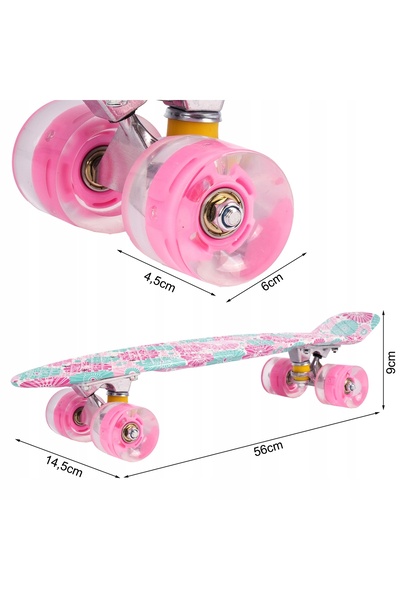 NO BRAND SKATEBOARD FISH LED RGB 56cm ABEC-7 ROȚI LUMINOSĂ, până la 100kg