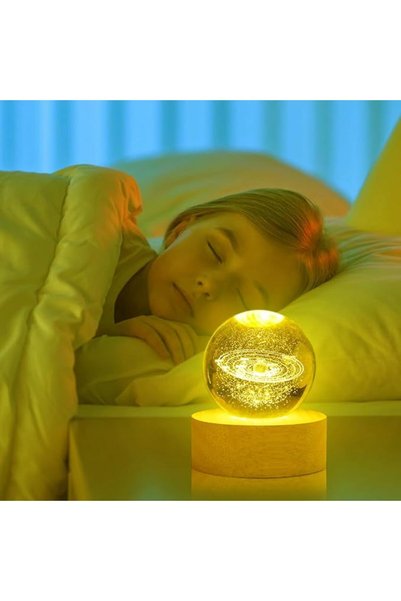 NO BRAND Lampă de masă LED cu bilă de sticlă, decorațiune 3D Sistem Solar