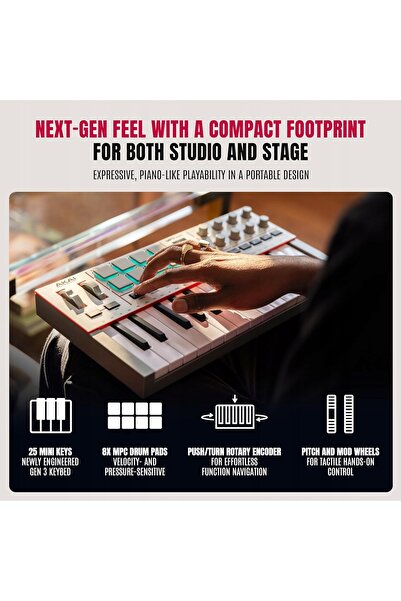 NO BRAND Claviatură MIDI USB cu 25 de clape, ecran RGB și pad-uri pentru prod...