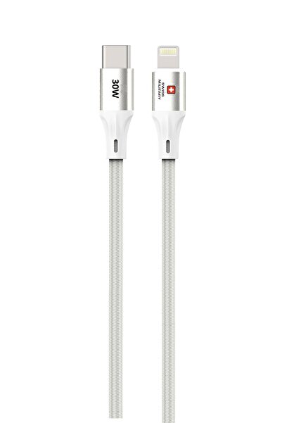 Swiss Military 30W C To Lighting Braided Cable 1 M White