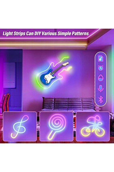 NO BRAND Bandă luminoasă LED neon de 3m, lumini LED neon RGB DIY cu Alexa Kan...
