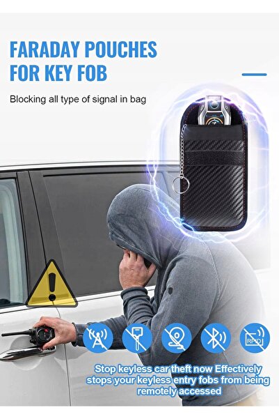 NO BRAND 2x Husă Faraday pentru chei auto, cu blocare semnal RFID, pentru pro...