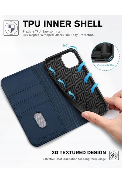 NO BRAND Husă din piele Tucch tip portofel cu protecție RFID pentru iPhone 14...