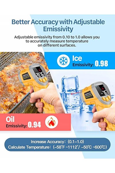 NO BRAND Termometru laser digital cu infraroșu -50°C~600°C gm9053e