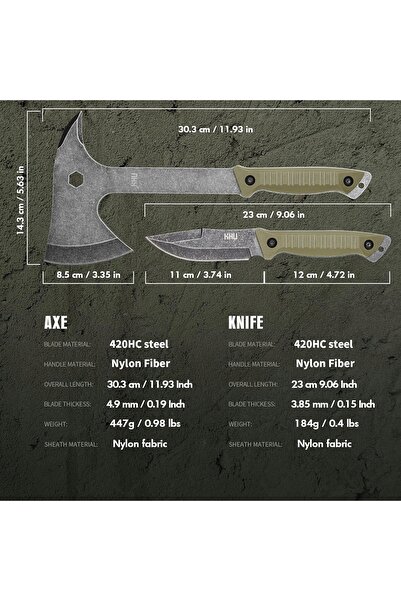 NO BRAND Secure de camping + Cuțit de supraviețuire cu teacă Set Bushcraft La...