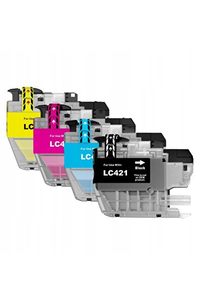 NO BRAND Set de 4 cartușe de cerneală pentru Brother Lc421 Dcp-J1050Dw Dcp-J1...