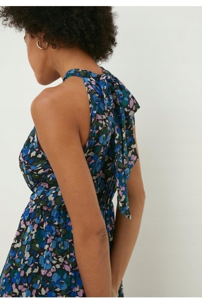 NO BRAND Rochie midi clasică multicoloră, model simplu, Tie Oasis 38