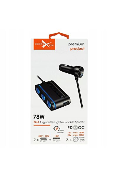 NO BRAND Splitter auto USB-C Încărcător Extrem