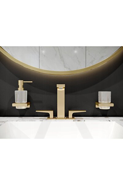 NO BRAND Hansgrohe Cube Cup pentru periuțe de dinți, finisaj auriu lustruit