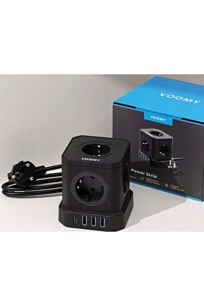 NO BRAND Voomy Cube S65 Prelungitor cu 5 prize, 3 USB-C (65W), 2 USB-A, 2m Negru