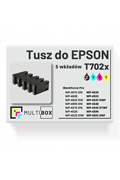 NO BRAND 5 cartușe de cerneală noi T702 XL pentru Epson Workforce Pro Wp-4525...