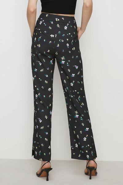 NO BRAND D13N013 PANTALONI NEGRI ELEGANȚĂ FLORI OAZĂ 38