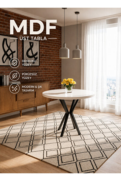 Concept Ayz Home Lorean Yuvarlak Modern 90x90 MDF Mutfak ve Yemek Masası | Sa...