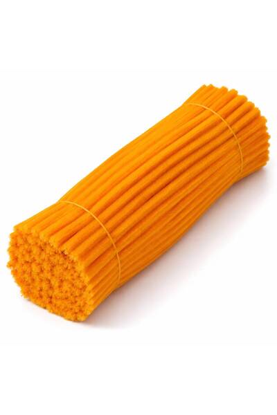 Çınar Çiçekçilik & Malzeme 100 Adet 8mm Turuncu Şönil 30cm, Tüylü Peluş Kadif...