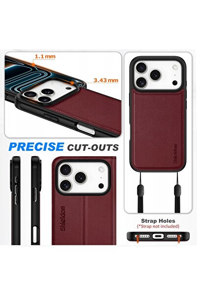 NO BRAND Husă Shieldon din Piele Naturală Magsafe pentru iPhone 17 Pro Max 2-...