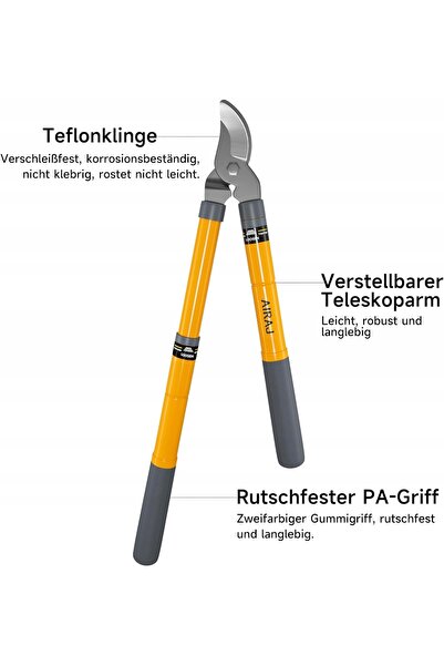 NO BRAND Foarfecă telescopică de tăiat crengi 42-61cm, pentru crengi de 35mm,...