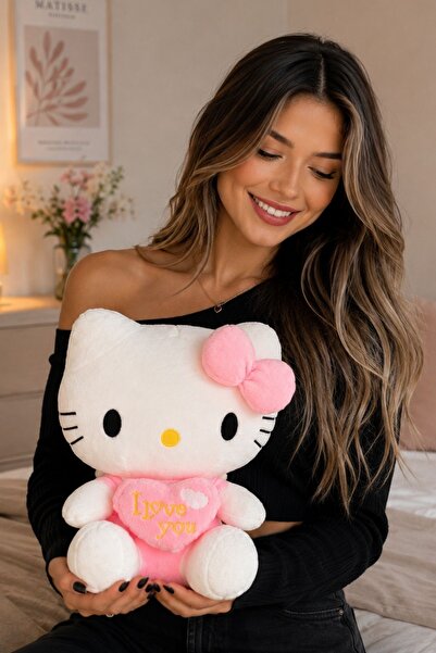 STORE24 I Love You Kalpli Hello Kitty Peluş – Sevgiliye, Kıza Romantik Peluş Oyuncak