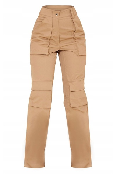 NO BRAND Pantaloni cargo lungi, drepți, bej, cu talie înaltă, Prettylittlethi...