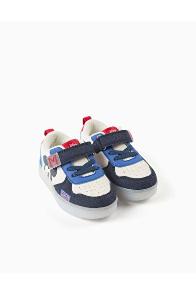 Ziddy Light-Up Trainers With Mickey Print For Baby Boys, Blue/White/Red