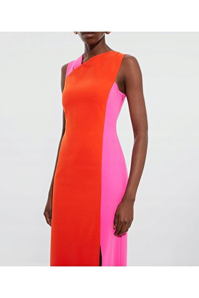 NO BRAND Rochie multicoloră midi, decolteu asimetric, mâneci despicate, Karen...
