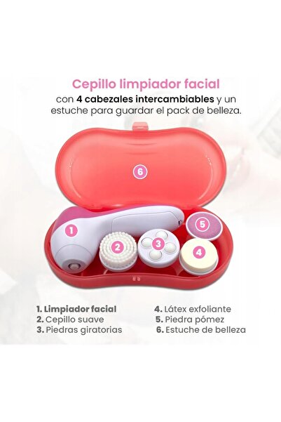 NO BRAND Perie de curățare facială și masaj 4 în 1, cu 4 capete rotative