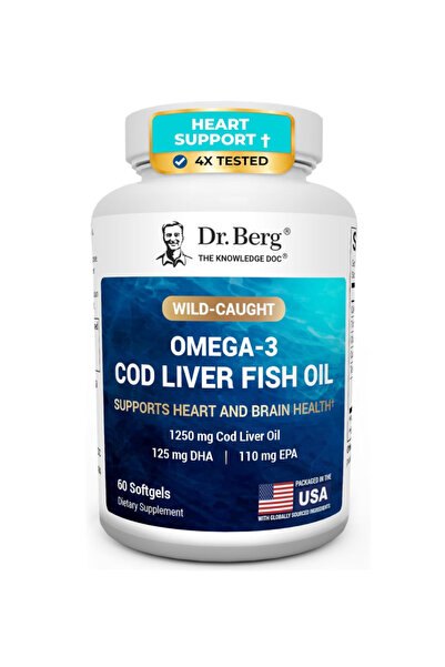 Genel Markalar Supplement Omega-3 Cod Liver Fish Oil 60 Softgels – Wild-Caugh...