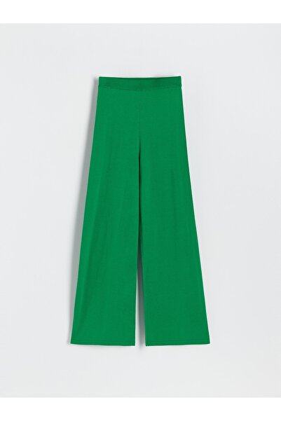 NO BRAND PANTALONI VERZI DIN TRICOT CU LÂNĂ, TALIE ÎNALTĂ, ELASTIC LA TALIE, ...