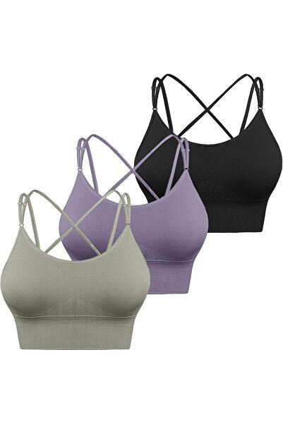 OEM Set 3 Bustiere Sport Dama Fără Cusături Reglabile L