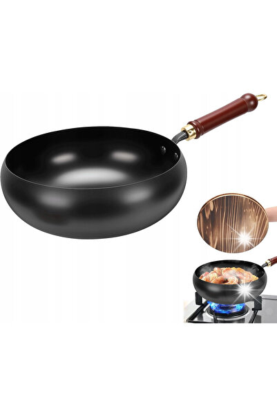 NO BRAND Tigaie japoneză din fontă de 28 cm, forjată manual, cu mâner din lemn