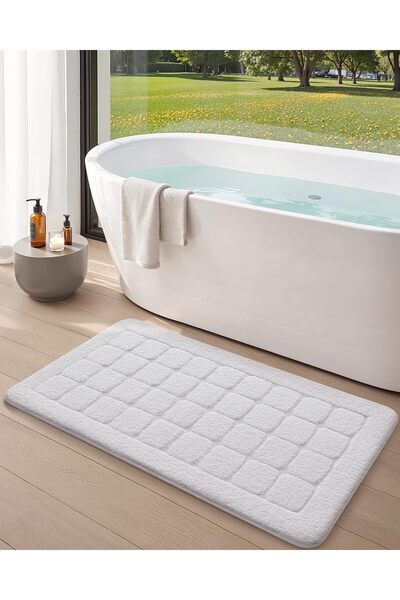 OEM Large Non-Slip Bath Mat 61x110cm Washable Absorbent – White