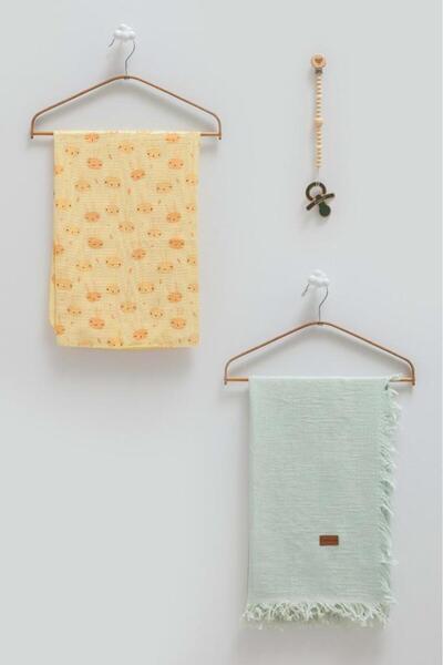 Caramell Basic Double Muslin Blanket Pacifier Strap Triple Boxed Set-100X120 ...