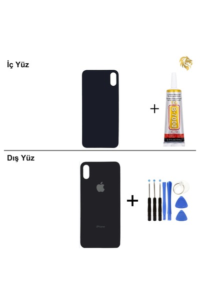 ARSKİNG iPhone XS Uzay Grisi Arka Kapak Arka Cam Batarya Kapağı Lazer Kesim K...