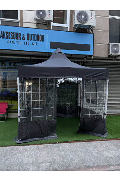 İKİZ AKSESUAR 3x3 SİNEKLİKLİ ANTRASİT GAZEBO KIŞ BAHÇESİ