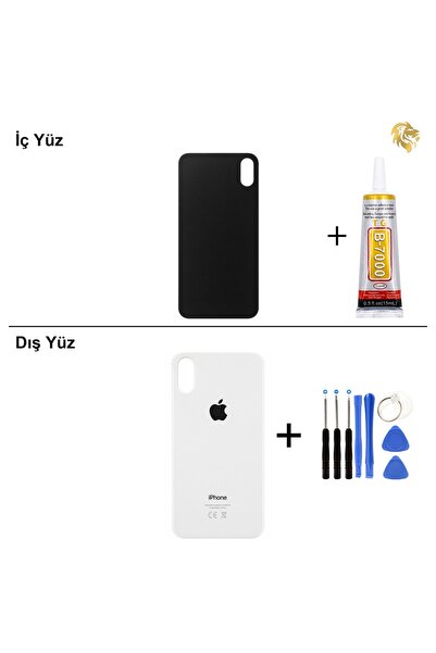 ARSKİNG iPhone X Gümüş Arka Kapak Arka Cam Batarya Kapağı Lazer Kesim Kapak P...