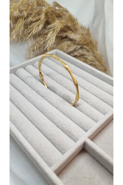 Kaan Accessoire Women's Gold Color Bamboo Model Twig/Branch Metal Clamp Bracelet