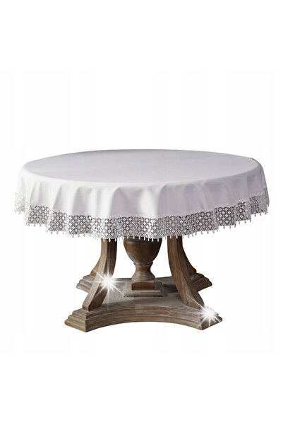 NO BRAND Față de masă rotundă elegantă cu guipure 160 cm 053 Crem